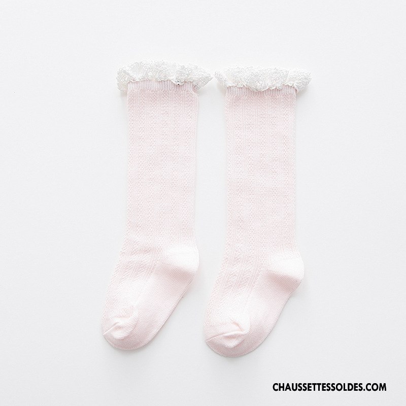 Chaussettes Longues Fille Dentelle Bébé 100% Coton Milieu Enfant Pure Gris