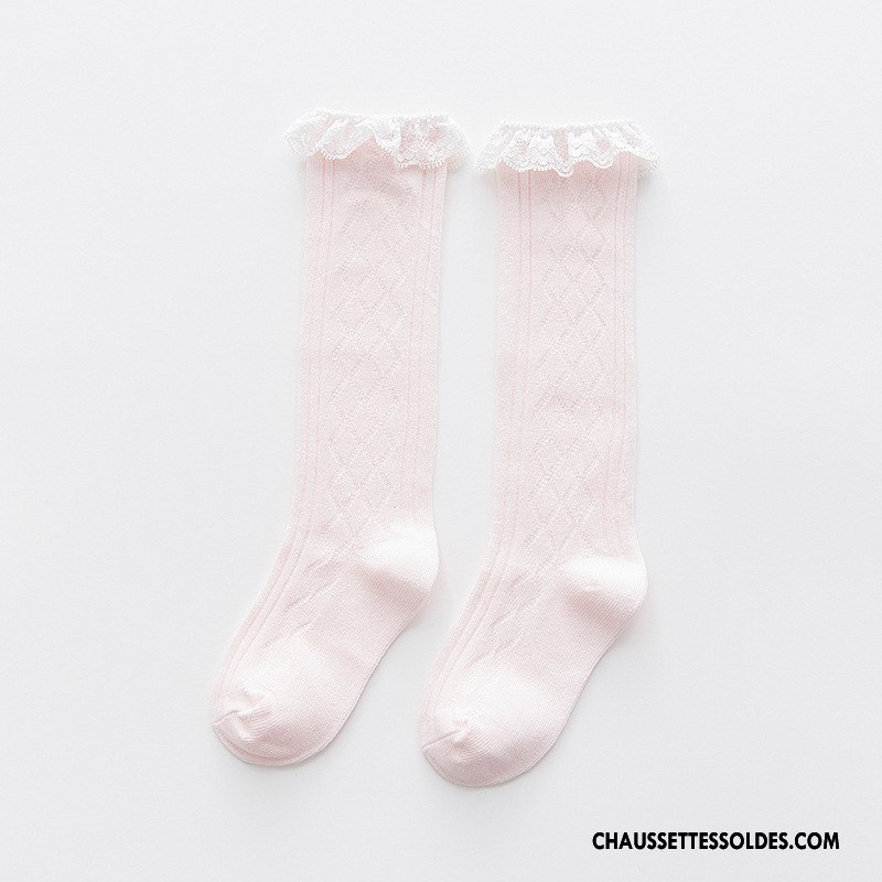 Chaussettes Longues Fille Dentelle Enfant Bébé Milieu 100% Coton Blanc