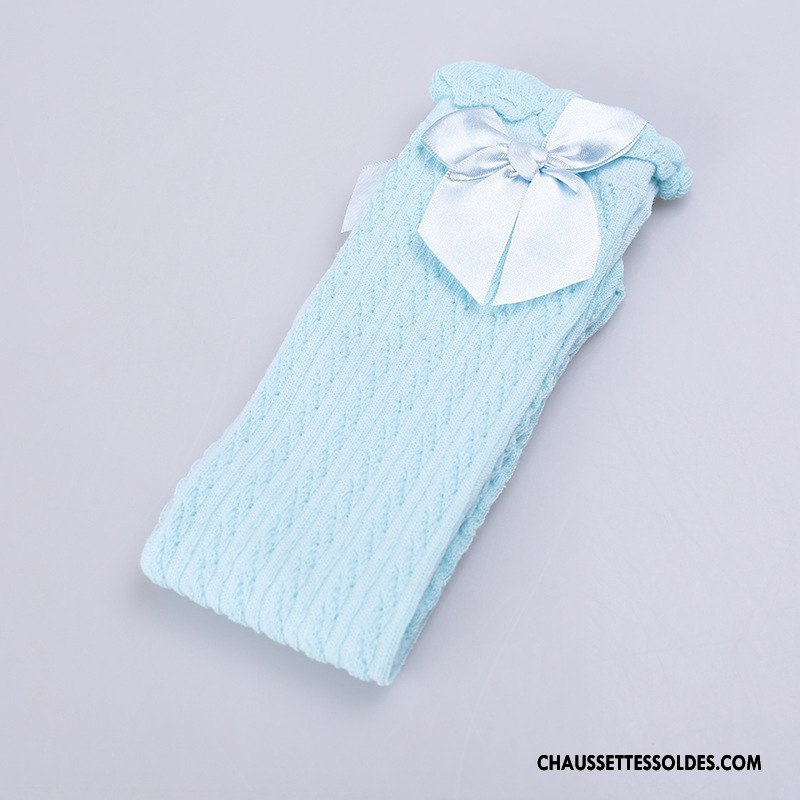 Chaussettes Longues Fille Dentelle Matelassé Bouche Libre Fleurs Papillon Enfant Violet