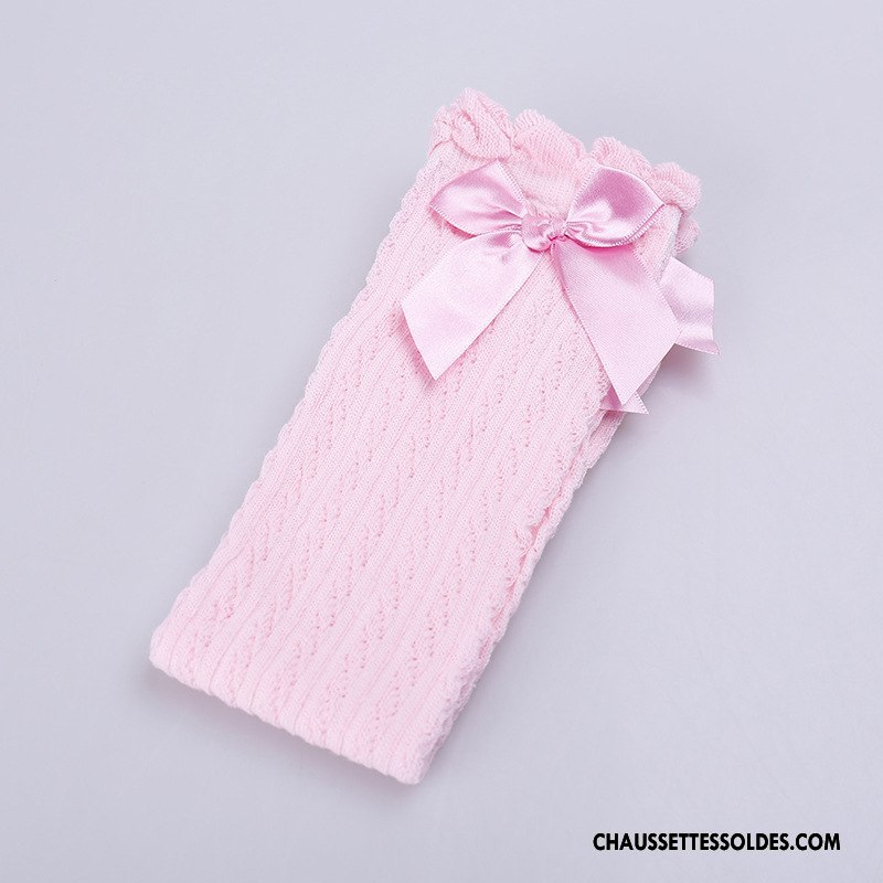 Chaussettes Longues Fille Dentelle Matelassé Bouche Libre Fleurs Papillon Enfant Violet