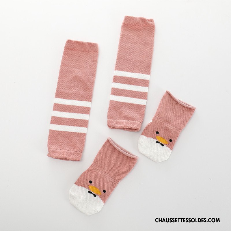 Chaussettes Longues Fille Dessin Animé Printemps Charmant Ensemble Bébé 100% Coton Marron