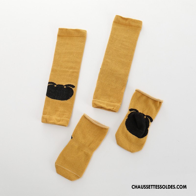 Chaussettes Longues Fille Dessin Animé Printemps Charmant Ensemble Bébé 100% Coton Marron