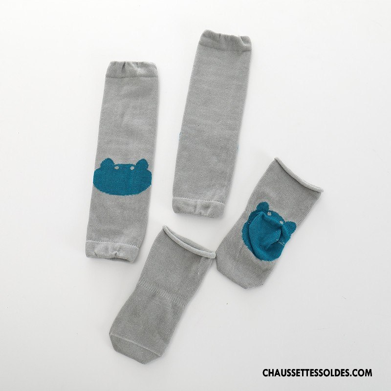 Chaussettes Longues Fille Dessin Animé Printemps Charmant Ensemble Bébé 100% Coton Marron