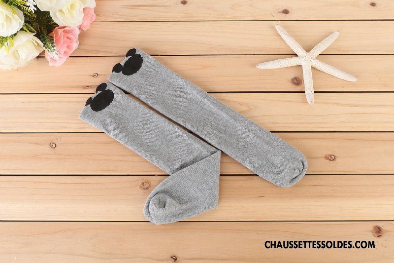 Chaussettes Longues Fille Dimensionnel Chaussettes En Coton Enfant Printemps Long Stock Milieu Noir