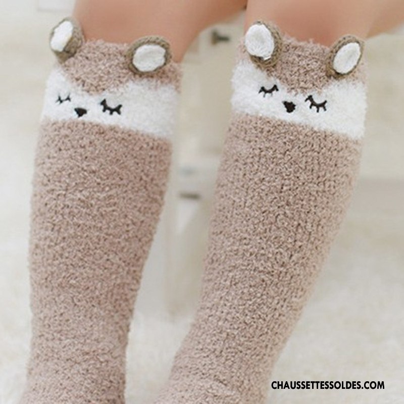 Chaussettes Longues Fille Dimensionnel Hiver Enfant Thermiques L'automne Femme Blanc