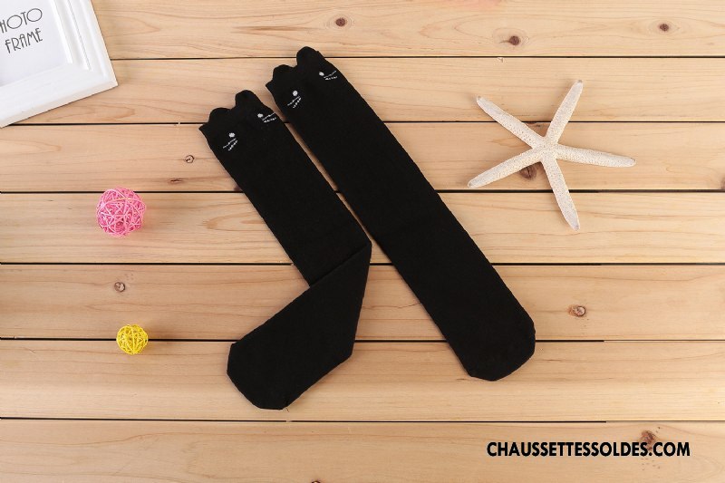 Chaussettes Longues Fille Dimensionnel Le Nouveau Matelassé Enfant Printemps Chat Blanc
