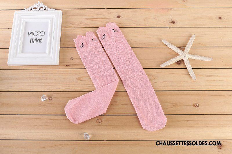Chaussettes Longues Fille Dimensionnel Le Nouveau Matelassé Enfant Printemps Chat Blanc