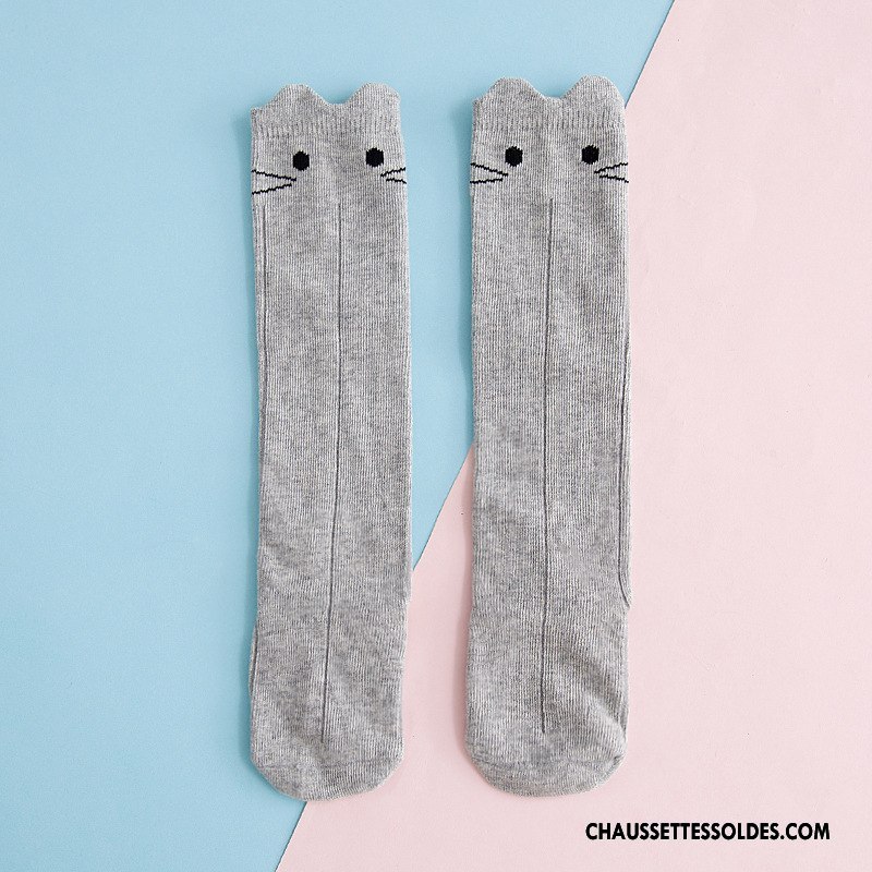 Chaussettes Longues Fille Enfant 100% Coton Hiver L'automne Lapin Dimensionnel Blanc