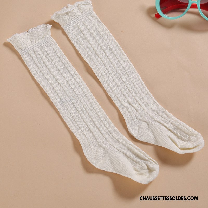 Chaussettes Longues Fille Enfant Bois Bébé Dentelle Bouche Libre 100% Coton Rose