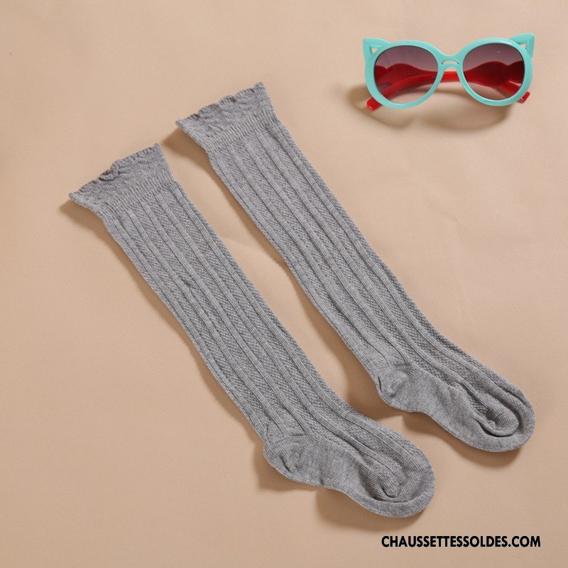 Chaussettes Longues Fille Enfant Bois Bébé Dentelle Bouche Libre 100% Coton Rose