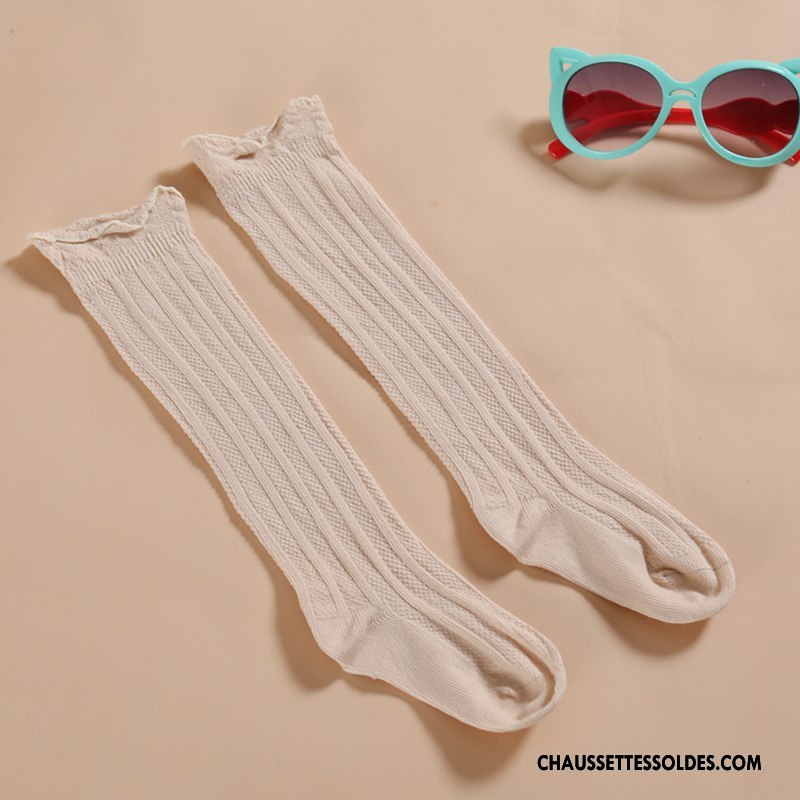 Chaussettes Longues Fille Enfant Bois Bébé Dentelle Bouche Libre 100% Coton Rose