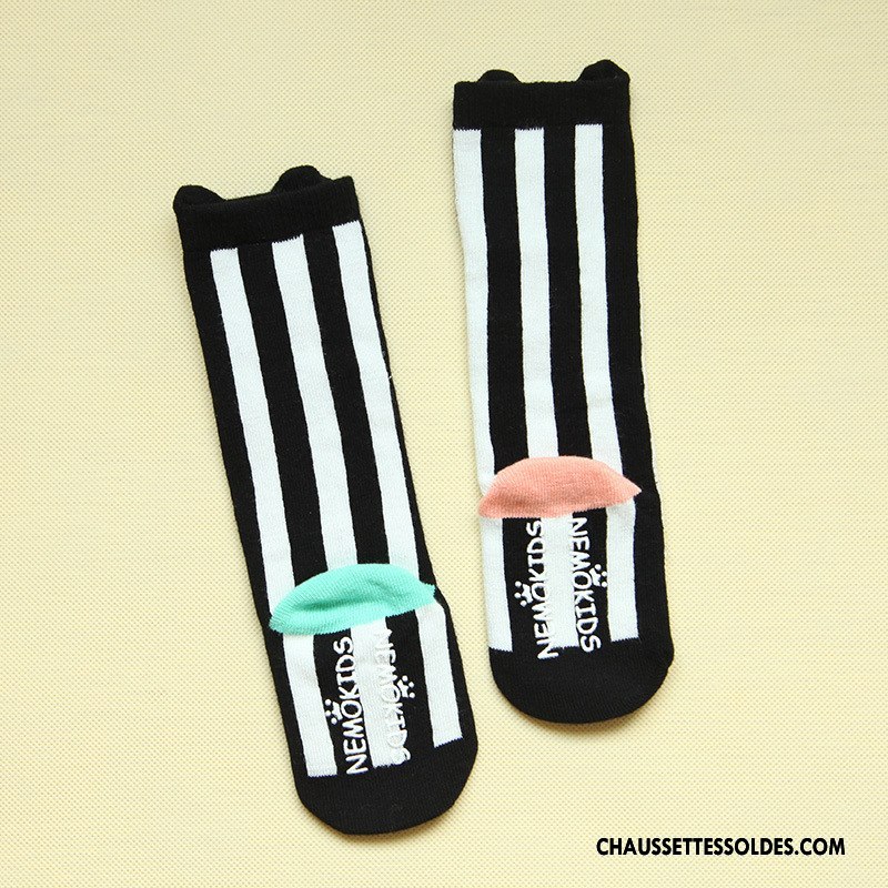 Chaussettes Longues Fille Enfant Bébé Chaussettes En Coton Printemps Antidérapant Bouche Libre Blanc