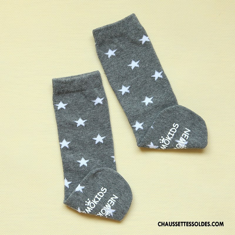 Chaussettes Longues Fille Enfant Bébé Chaussettes En Coton Printemps Antidérapant Bouche Libre Blanc