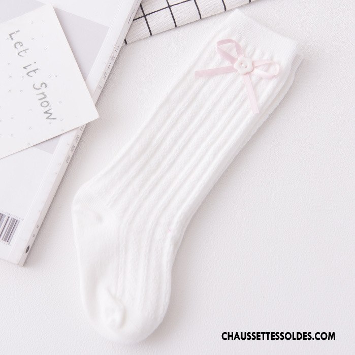 Chaussettes Longues Fille Enfant Bébé Papillon Beige Femme Printemps Blanc