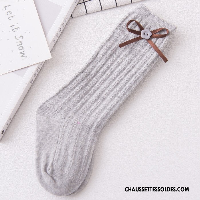 Chaussettes Longues Fille Enfant Bébé Papillon Beige Femme Printemps Blanc