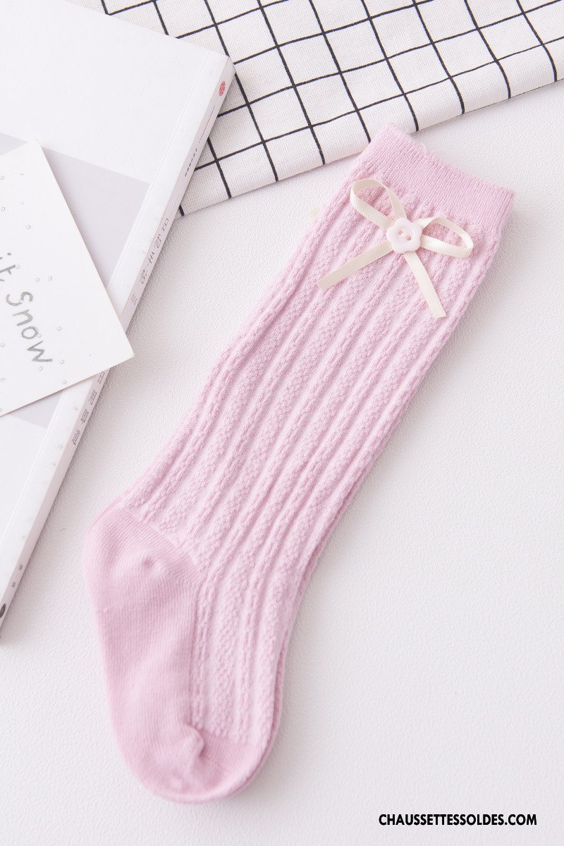 Chaussettes Longues Fille Enfant Bébé Papillon Beige Femme Printemps Blanc
