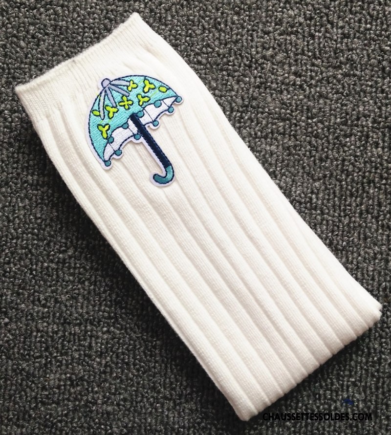 Chaussettes Longues Fille Enfant Haute Matelassé Le Nouveau Femme Brodé Rose