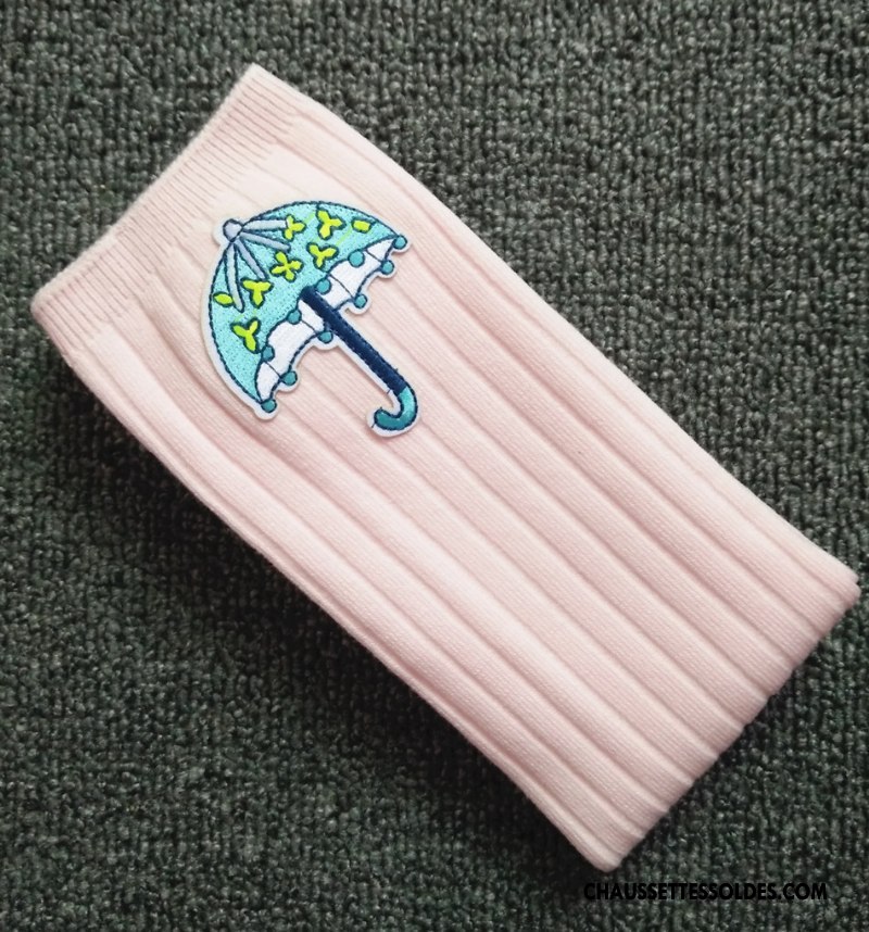 Chaussettes Longues Fille Enfant Haute Matelassé Le Nouveau Femme Brodé Rose