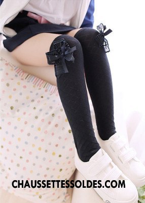 Chaussettes Longues Fille Enfant Haute Été Dentelle Vent D'université Papillon Noir