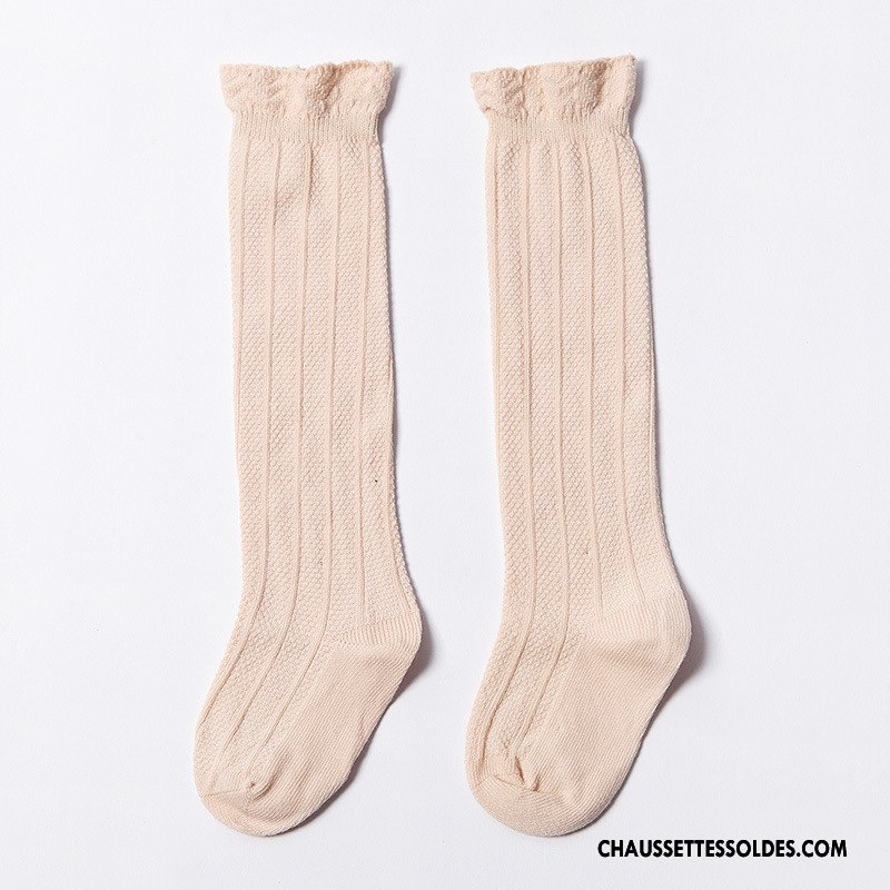 Chaussettes Longues Fille Enfant L'automne Bébé Coton Bio Bouche Libre Femme Rose Blanc