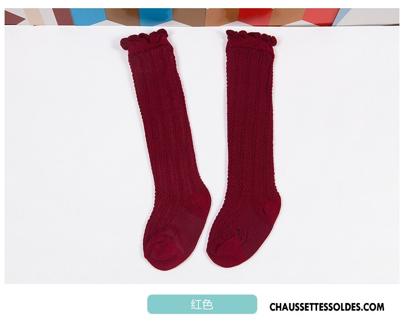 Chaussettes Longues Fille Enfant Matelassé Le Nouveau Homme Femme Genouillère Bordeaux Pure