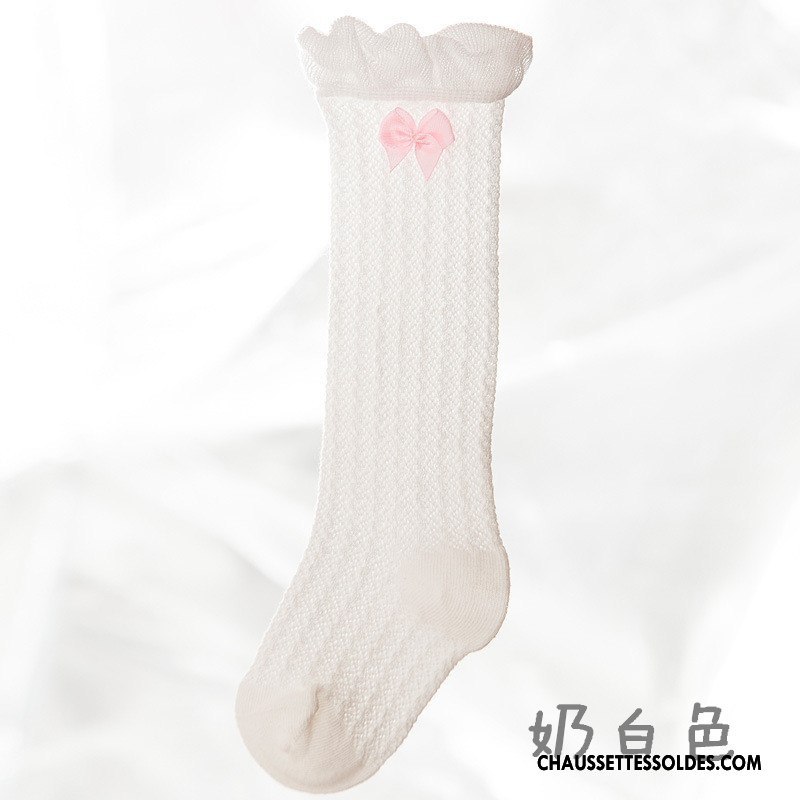 Chaussettes Longues Fille Enfant Papillon Bébé Légère Coton Bio Bouche Libre Blanc
