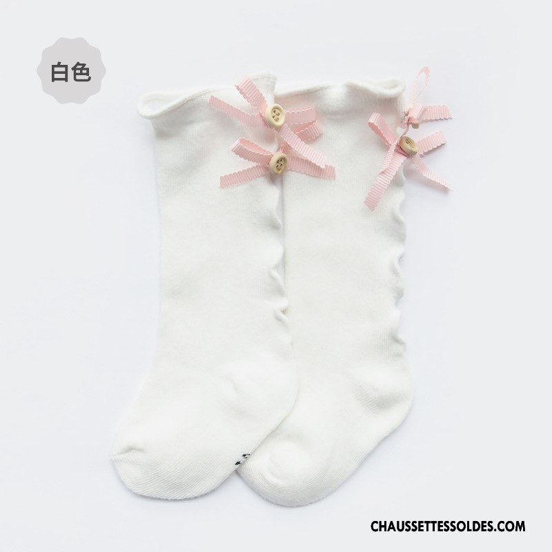 Chaussettes Longues Fille Enfant Printemps 100% Coton Papillon Été Milieu Jaune