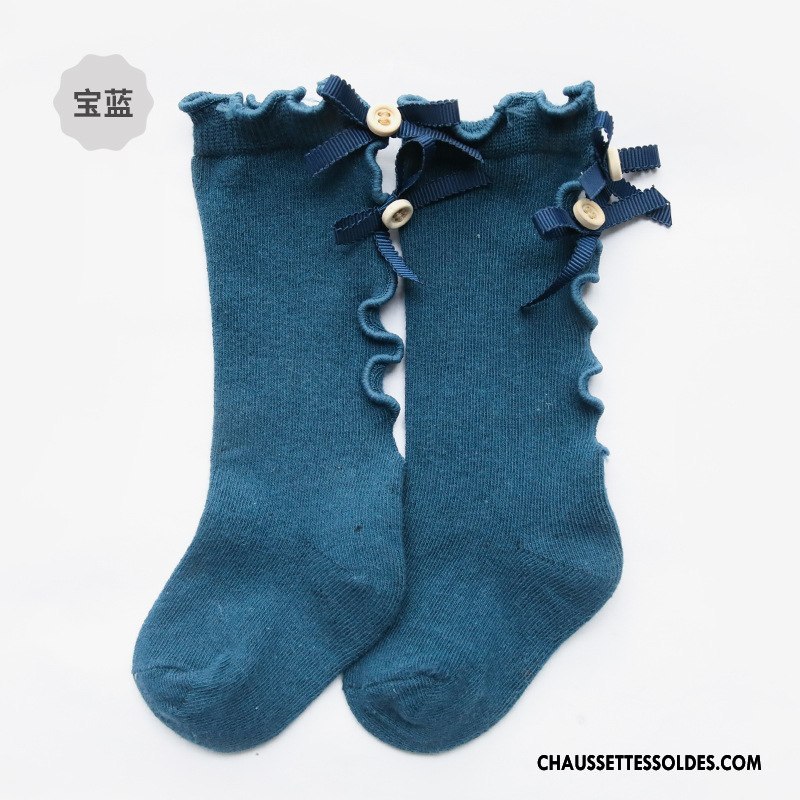 Chaussettes Longues Fille Enfant Printemps 100% Coton Papillon Été Milieu Jaune