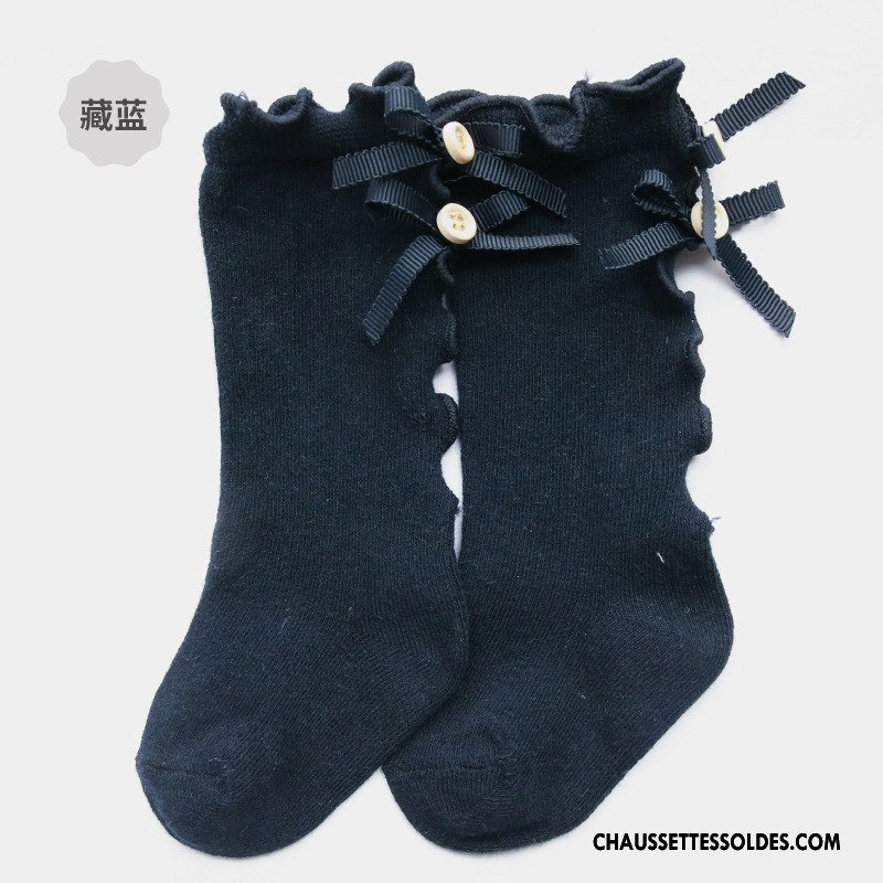 Chaussettes Longues Fille Enfant Printemps 100% Coton Papillon Été Milieu Jaune
