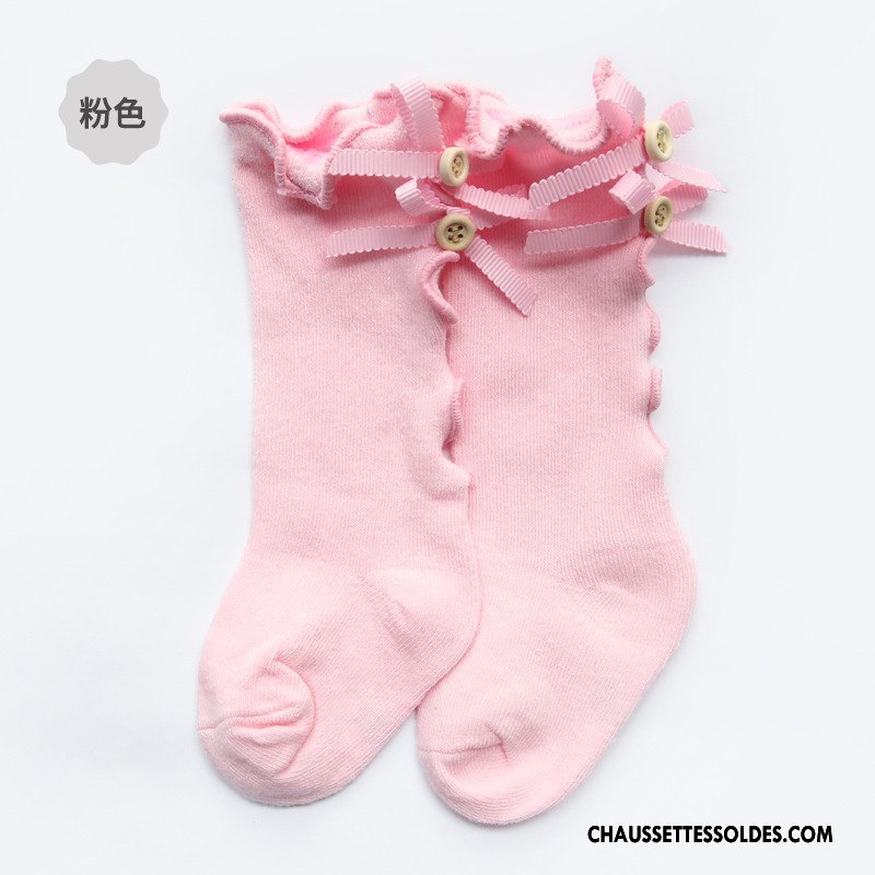 Chaussettes Longues Fille Enfant Printemps 100% Coton Papillon Été Milieu Jaune