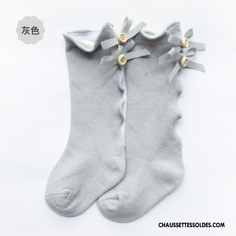 Chaussettes Longues Fille Enfant Printemps 100% Coton Papillon Été Milieu Jaune