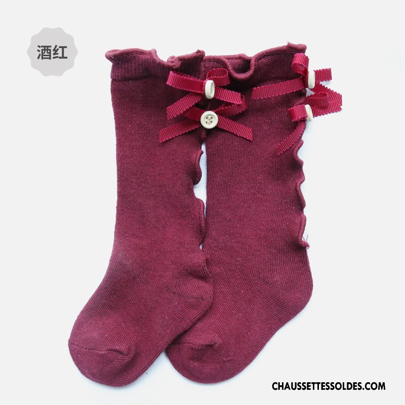 Chaussettes Longues Fille Enfant Printemps 100% Coton Papillon Été Milieu Jaune