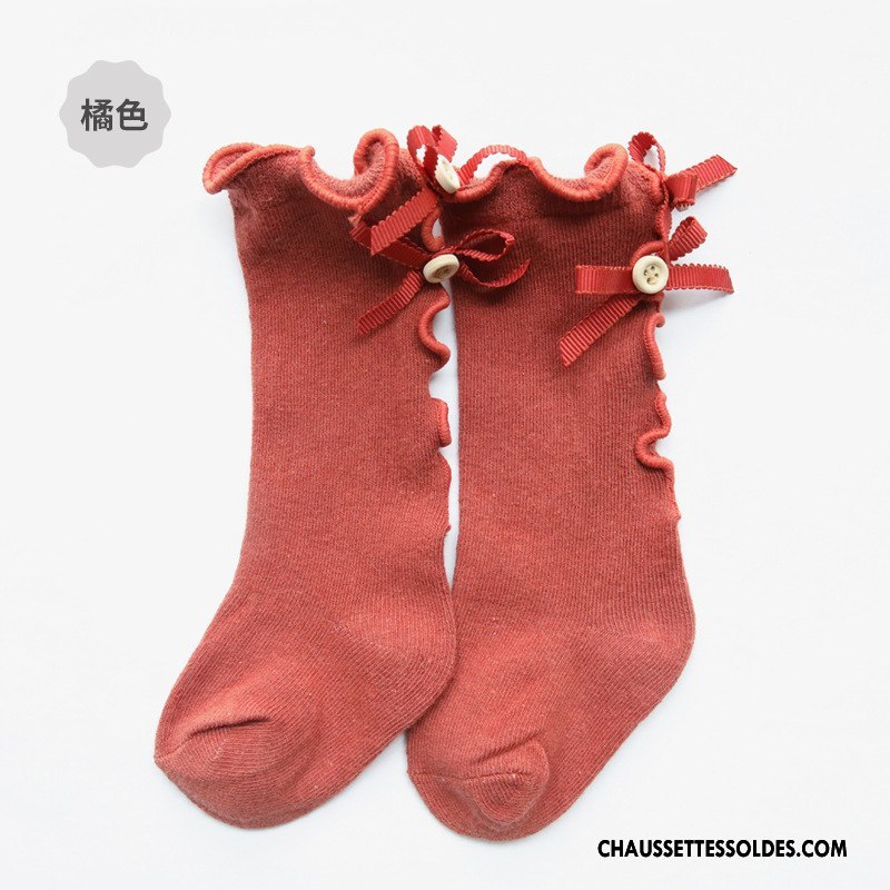 Chaussettes Longues Fille Enfant Printemps 100% Coton Papillon Été Milieu Jaune