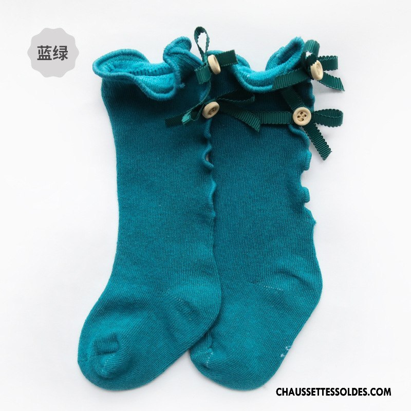 Chaussettes Longues Fille Enfant Printemps 100% Coton Papillon Été Milieu Jaune