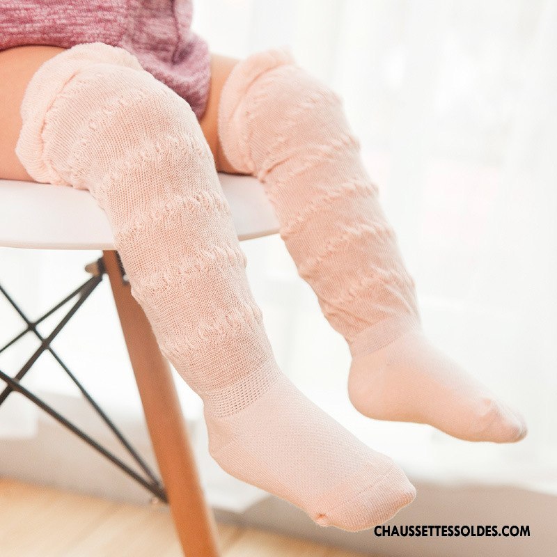 Chaussettes Longues Fille Enfant Respirant Bébé Mince Matelassé Été Jaune