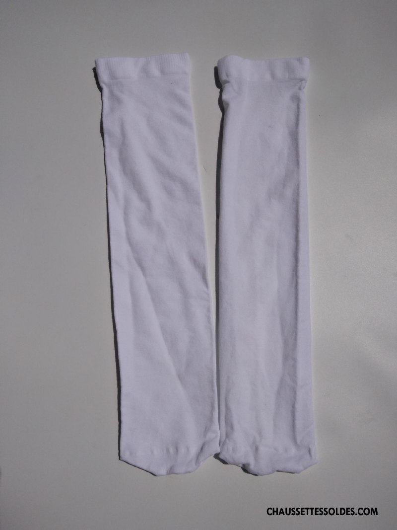 Chaussettes Longues Fille Enfant Été Velours Femme Élasticité Milieu Couleurs De Bonbons Blanc