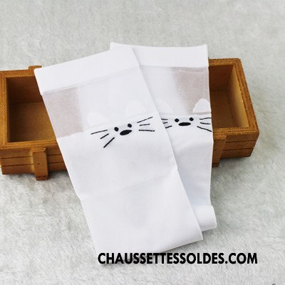 Chaussettes Longues Fille Enfant Été Élève Velours Milieu Femme Blanc