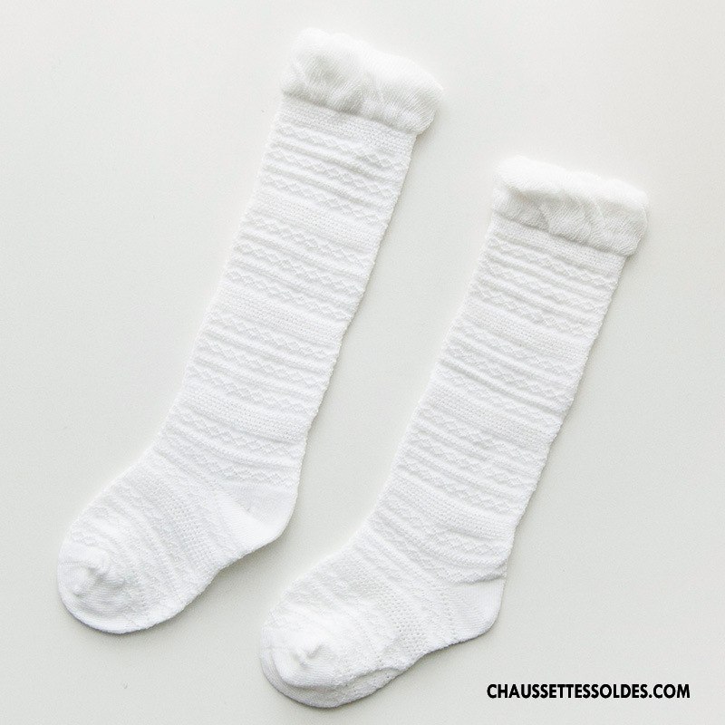 Chaussettes Longues Fille Engrener Bébé Été Long Stock Haute Légère Blanc