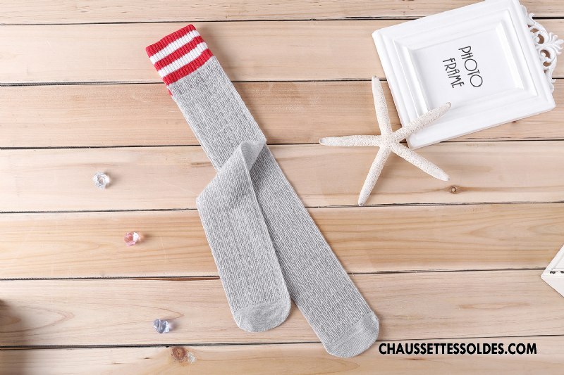 Chaussettes Longues Fille Engrener Milieu Matelassé Enfant Été Légère Gris
