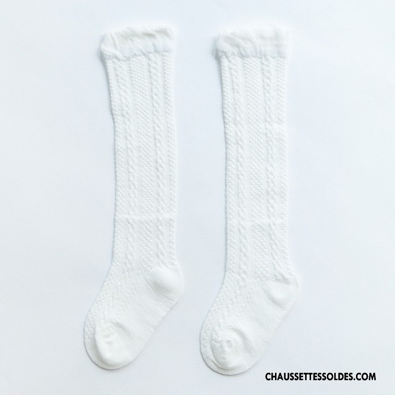 Chaussettes Longues Fille Engrener Printemps Été Bébé Dentelle Légère Jaune