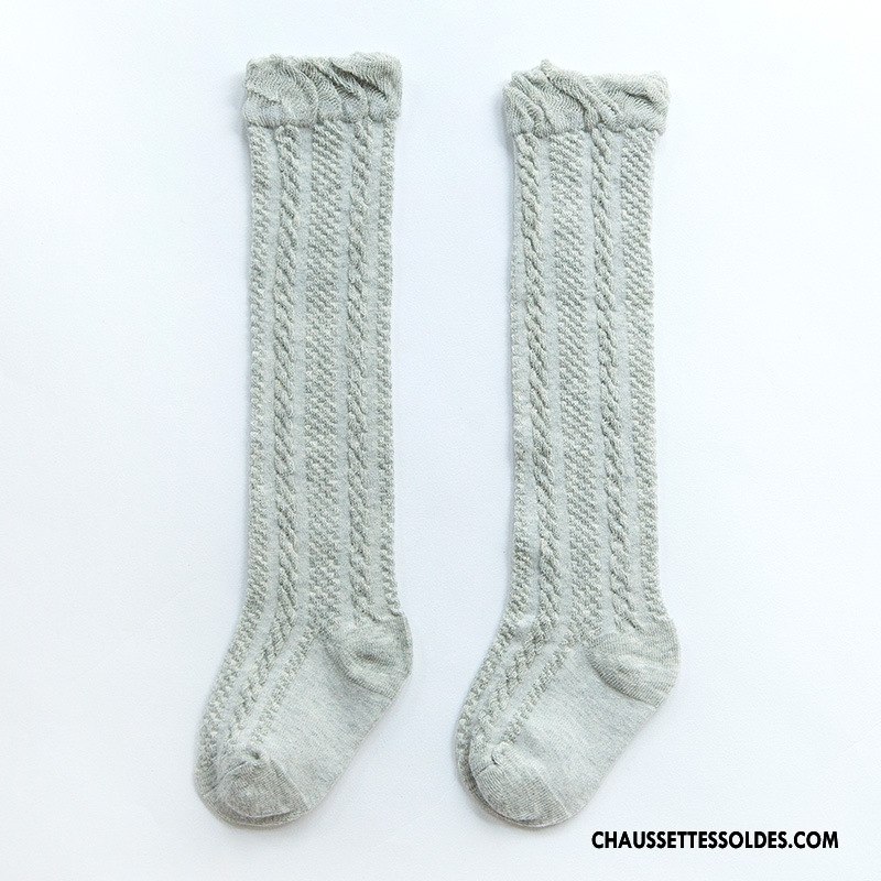Chaussettes Longues Fille Engrener Printemps Été Bébé Dentelle Légère Jaune