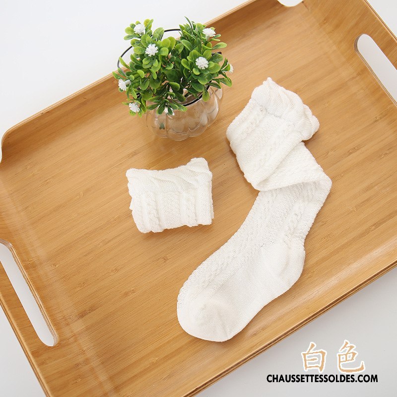 Chaussettes Longues Fille Engrener Respirant Été Enfant Bébé Fleurs Gris