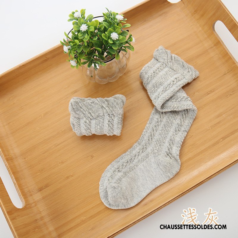 Chaussettes Longues Fille Engrener Respirant Été Enfant Bébé Fleurs Gris