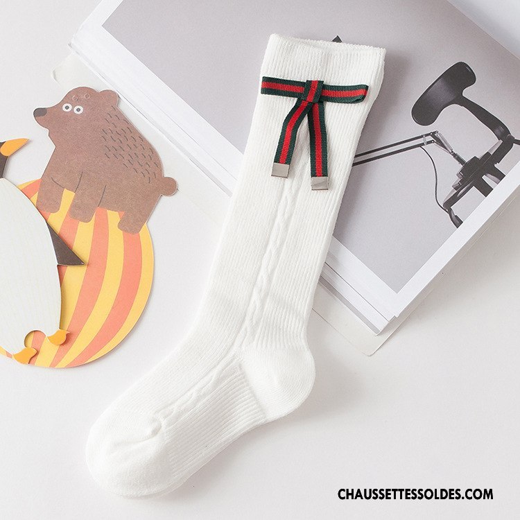 Chaussettes Longues Fille Femme Tous Les Assortis En Maille Hiver Mode Milieu Pure Blanc