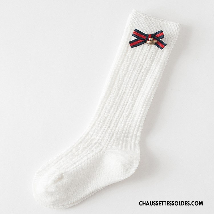 Chaussettes Longues Fille Femme Tous Les Assortis En Maille Hiver Mode Milieu Pure Blanc