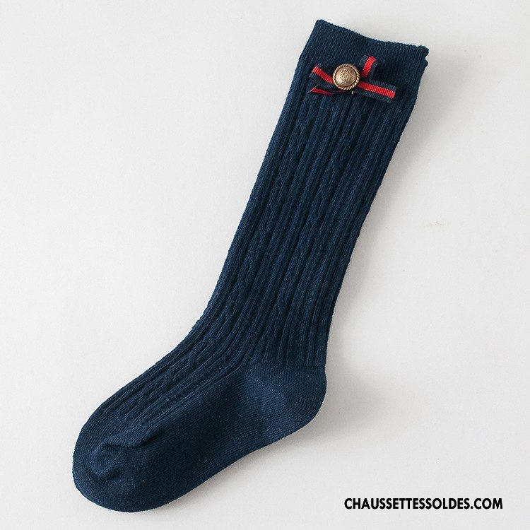 Chaussettes Longues Fille Femme Tous Les Assortis En Maille Hiver Mode Milieu Pure Blanc