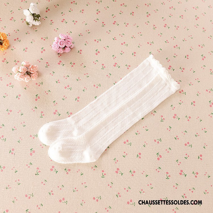 Chaussettes Longues Fille Fluide Doux Légère Haute Désign Bébé Chaussettes En Coton Pure Vert