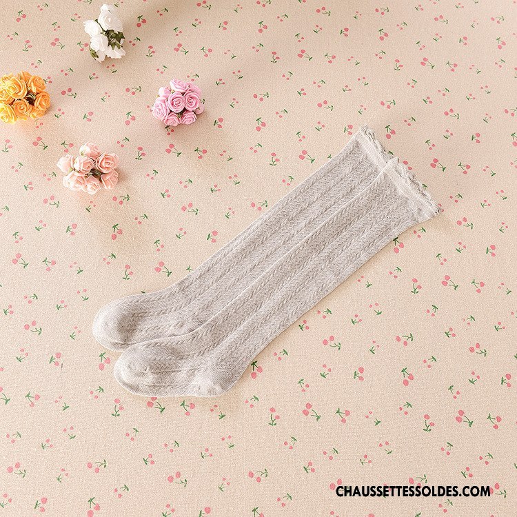 Chaussettes Longues Fille Fluide Doux Légère Haute Désign Bébé Chaussettes En Coton Pure Vert