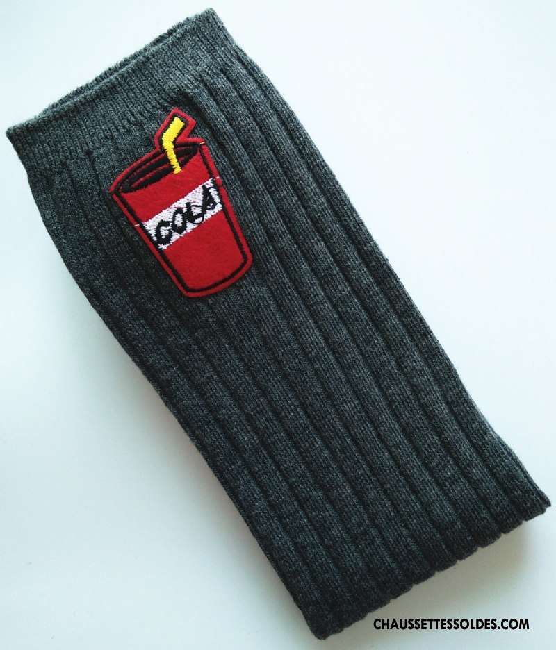 Chaussettes Longues Fille Haute Le Nouveau Brodé Long Stock Femme Enfant Noir