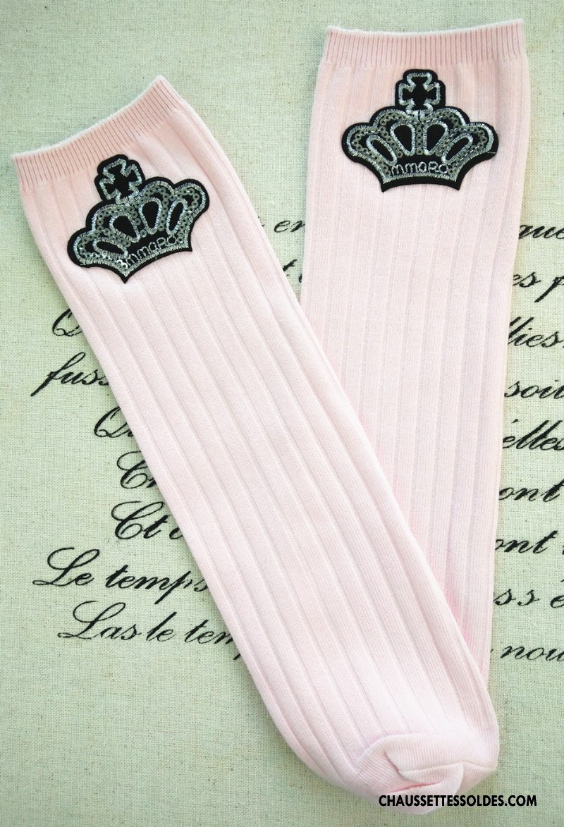 Chaussettes Longues Fille Haute Long Stock Rayé Matelassé Femme Homme Blanc